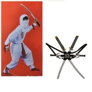 Ninja White Dragon & Sword Halloween Costume 12/14 Dress Up Party 13 Pc Boys